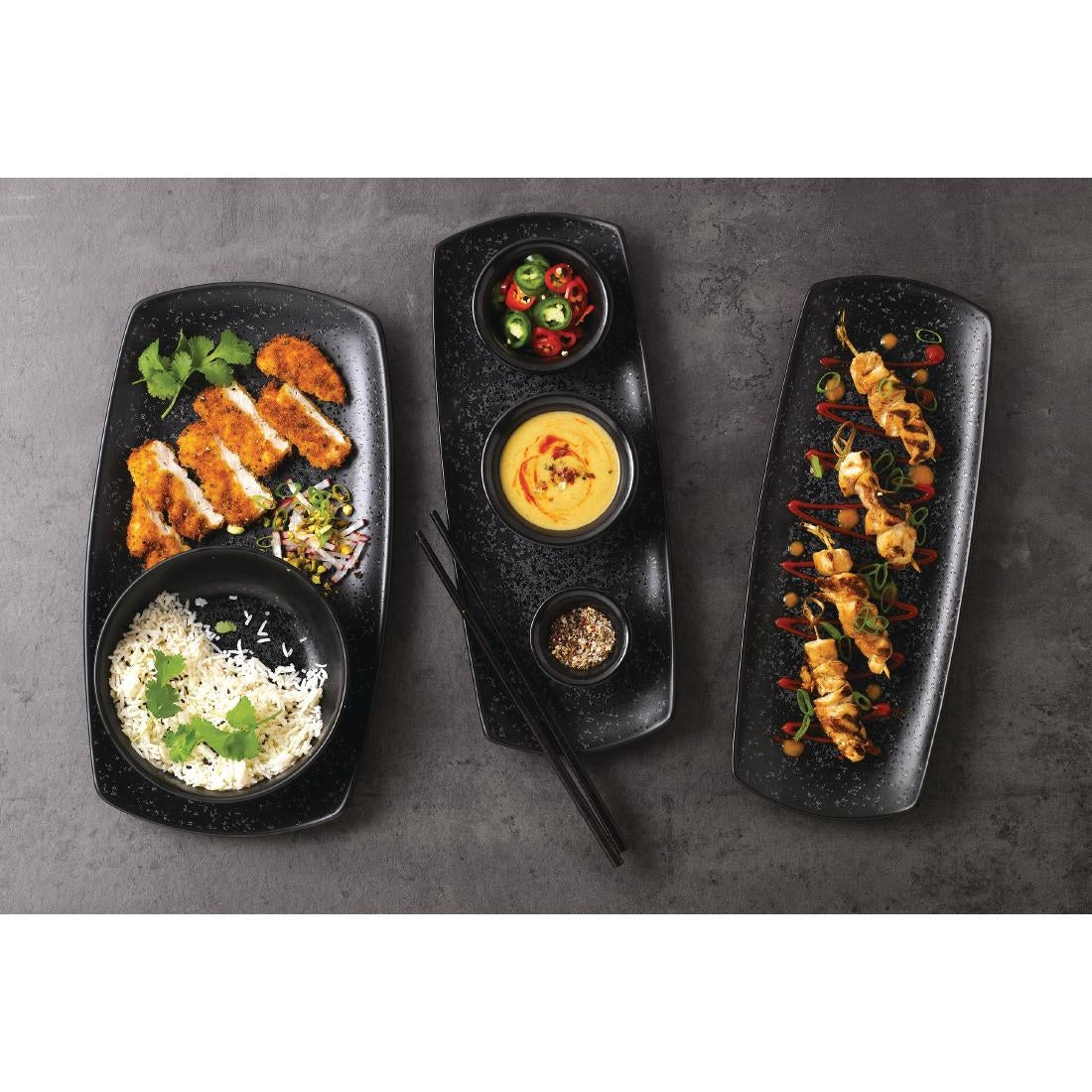Churchill Menu Shades Caldera Ash Rectangular Plates 140mm (Pack of 6) JD Catering Equipment Solutions Ltd
