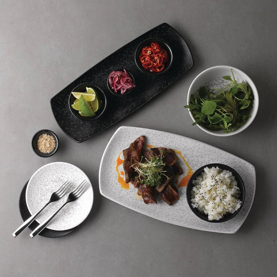 DY933 Churchill Menu Shades Caldera Ash Rectangular Plates 190mm (Pack of 6) - JD Catering Equipment Solutions Ltd