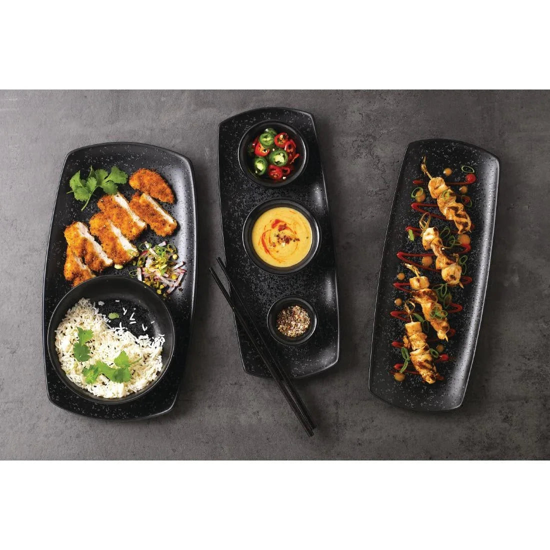 DY933 Churchill Menu Shades Caldera Ash Rectangular Plates 190mm (Pack of 6) - JD Catering Equipment Solutions Ltd