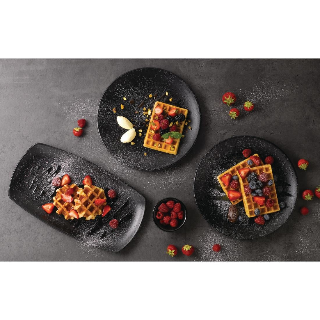 Churchill Menu Shades Caldera Ash Rectangular Plates 190mm (Pack of 6) JD Catering Equipment Solutions Ltd