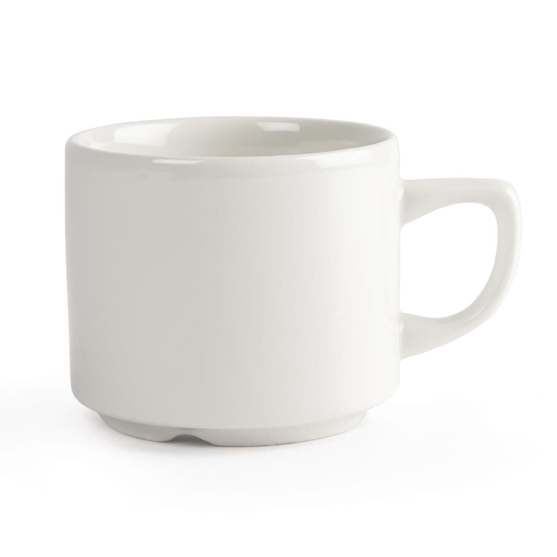 Churchill Plain Whiteware Stacking Maple Tea Cups 199ml (Pack of 24) JD Catering Equipment Solutions Ltd