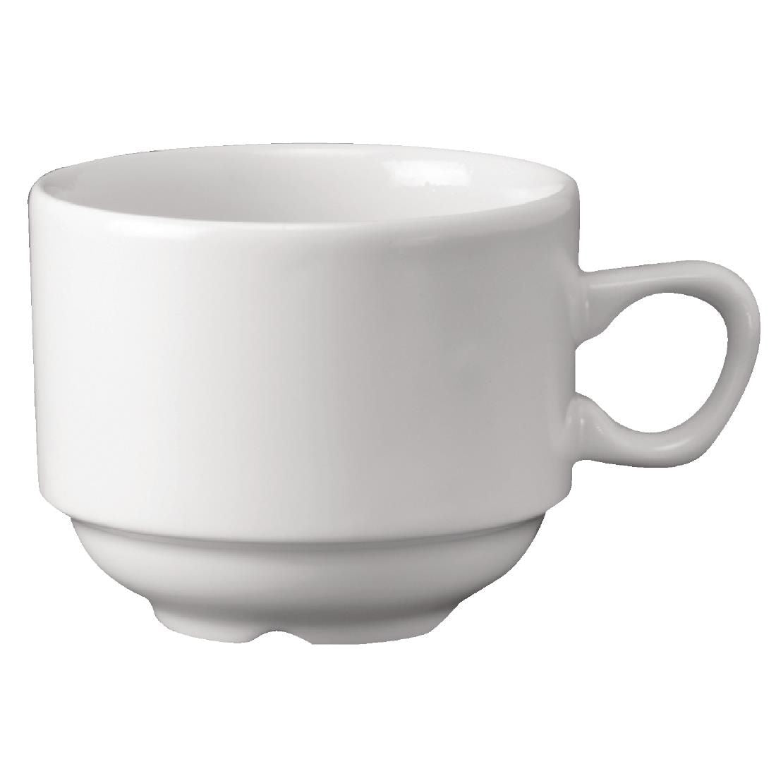 Churchill Plain Whiteware Stacking Nova Tea Cups 212ml (Pack of 24) JD Catering Equipment Solutions Ltd