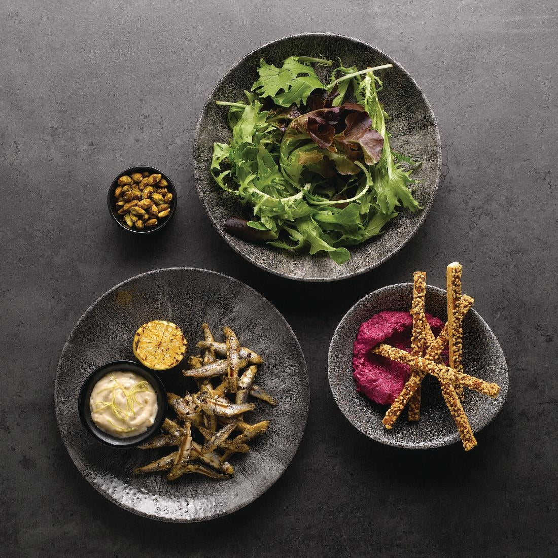 Churchill Stone Quartz Black Evolve Coupe Plates 217mm (Pack of 12) JD Catering Equipment Solutions Ltd