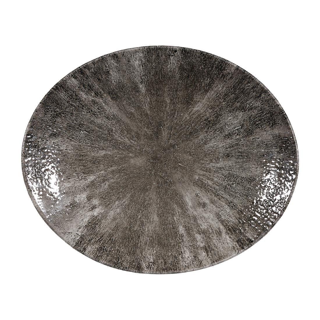 DY899 Churchill Stone Quartz Black Orbit Oval Coupe Plates 270mm (Pack of 12) - JD Catering Equipment Solutions Ltd