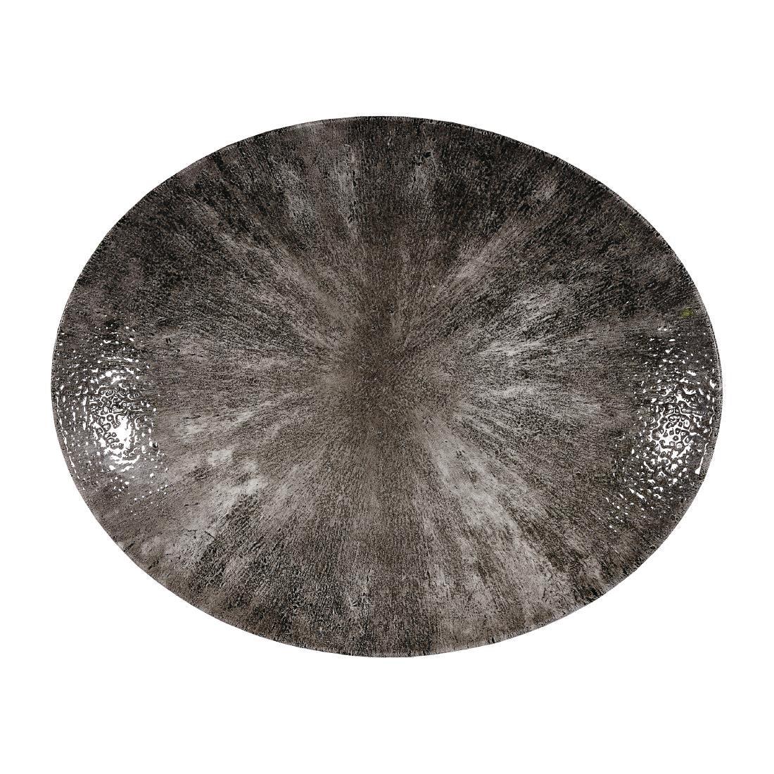 DY898 Churchill Stone Quartz Black Orbit Oval Coupe Plates 317mm (Pack of 12) - JD Catering Equipment Solutions Ltd