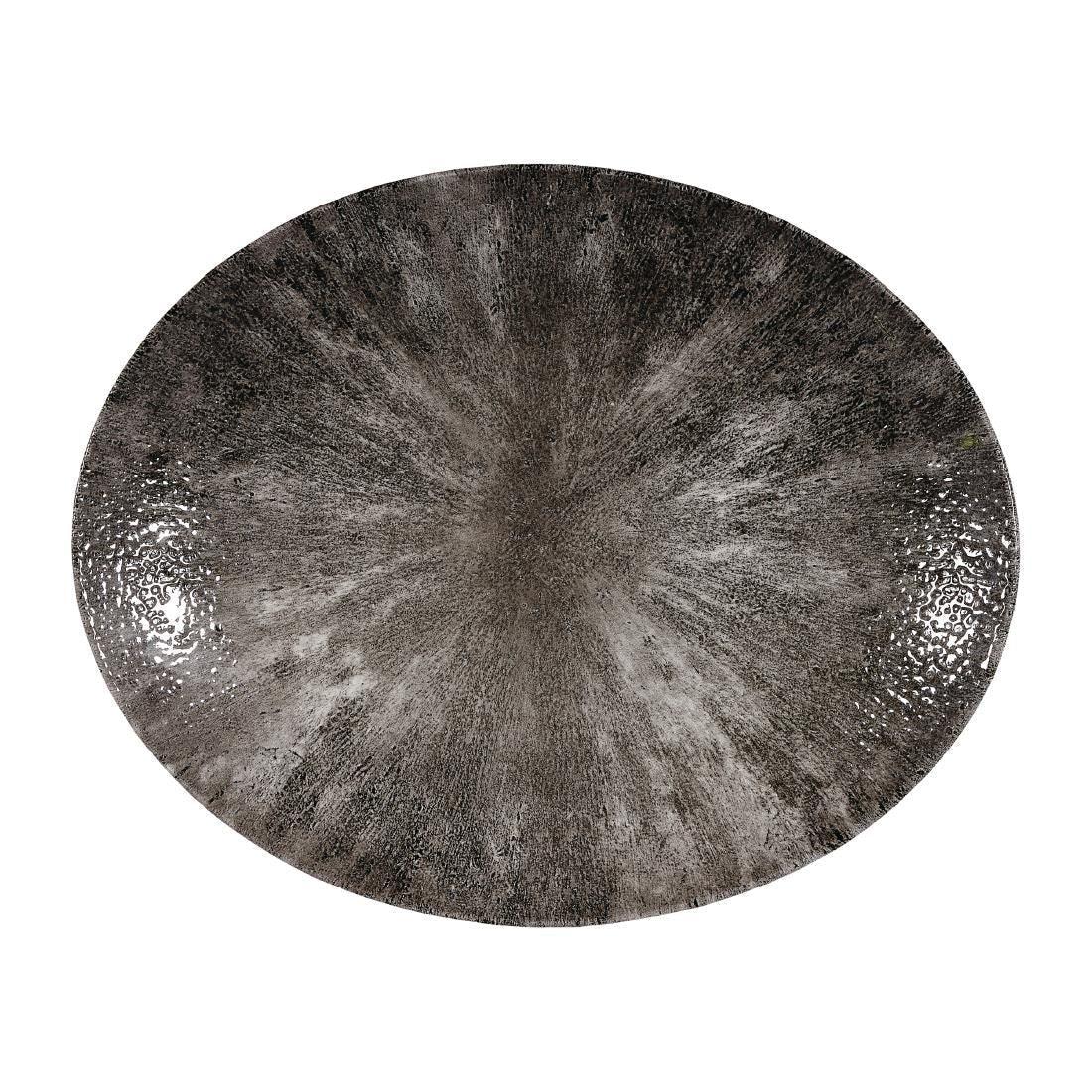 DY898 Churchill Stone Quartz Black Orbit Oval Coupe Plates 317mm (Pack of 12) - JD Catering Equipment Solutions Ltd