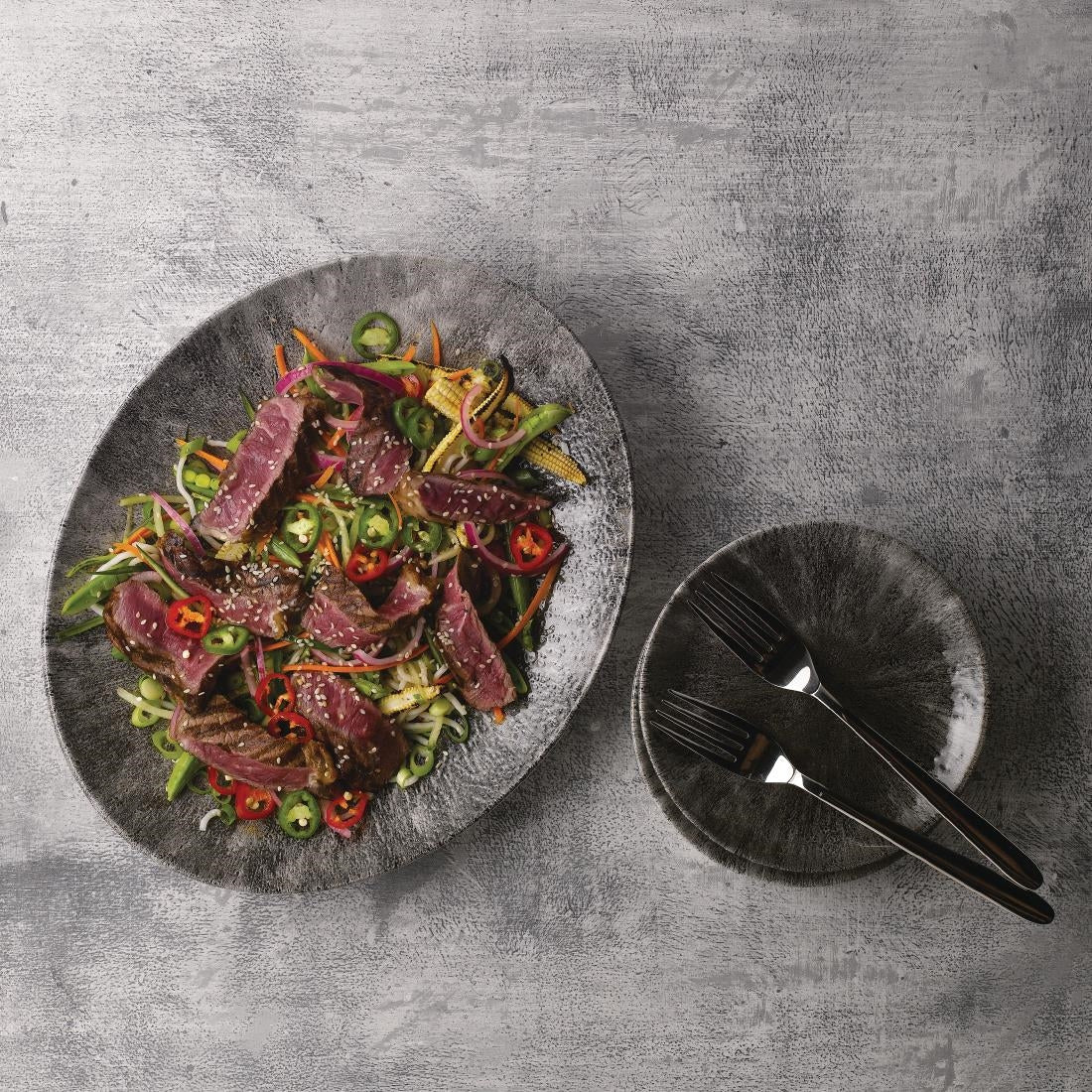 Churchill Stone Quartz Black Orbit Oval Coupe Plates 317mm (Pack of 12) JD Catering Equipment Solutions Ltd