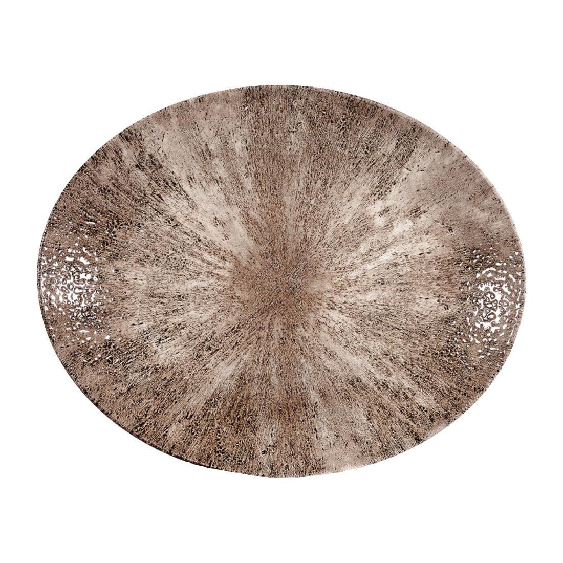 DY917 Churchill Stone Zircon Brown Orbit Oval Coupe Plates 270mm (Pack of 12) - JD Catering Equipment Solutions Ltd