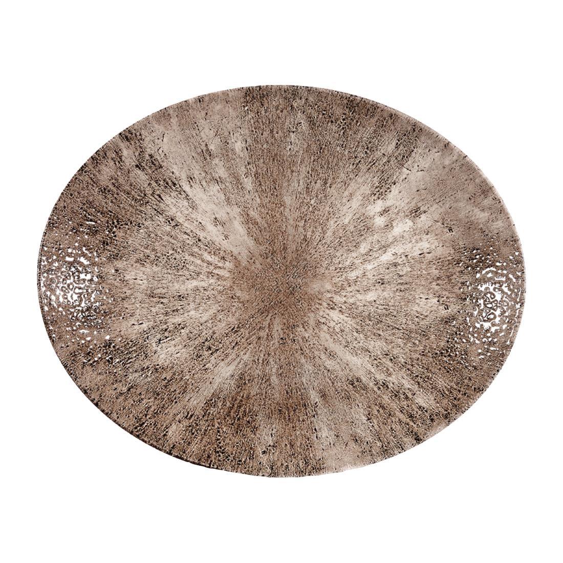DY917 Churchill Stone Zircon Brown Orbit Oval Coupe Plates 270mm (Pack of 12) - JD Catering Equipment Solutions Ltd