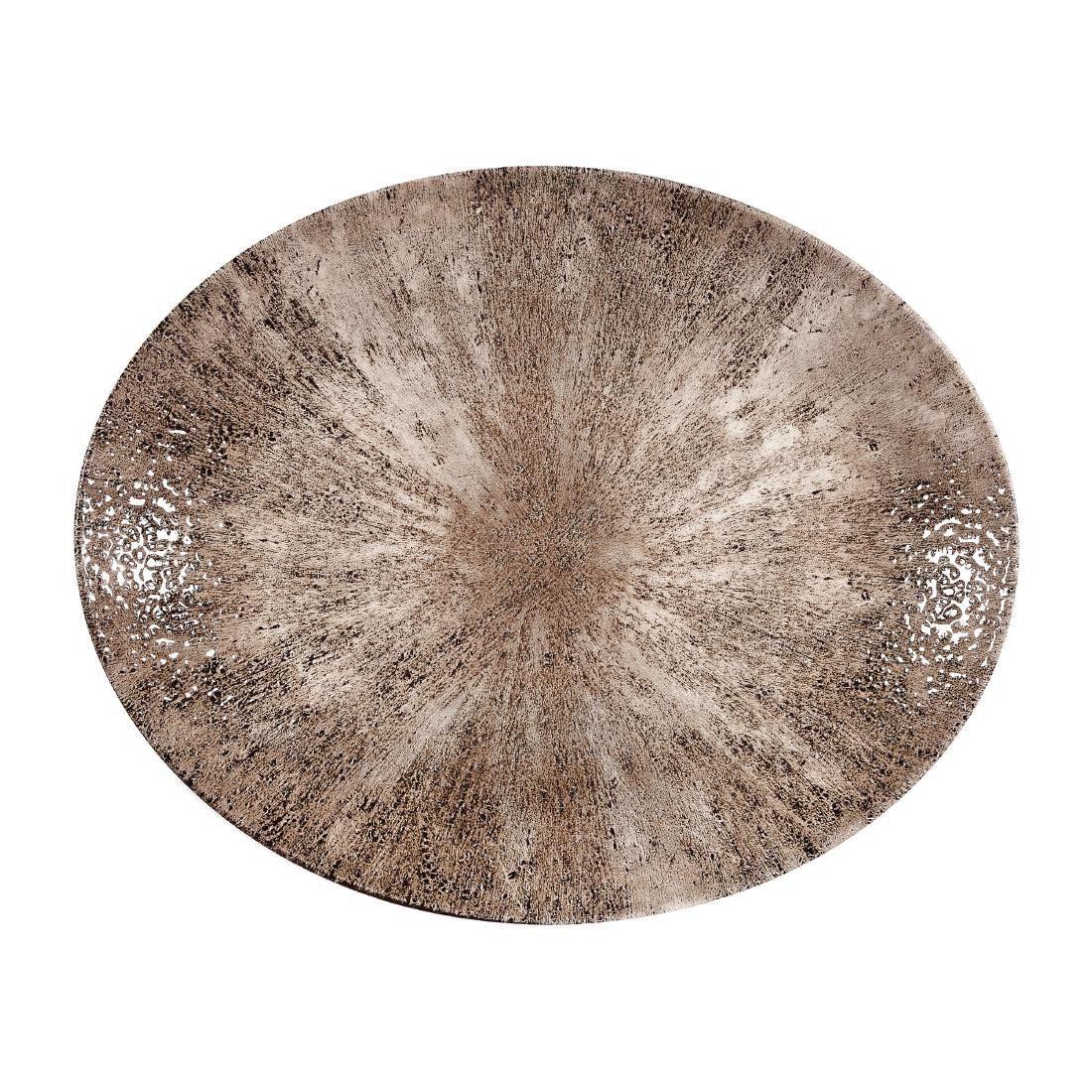 DY916 Churchill Stone Zircon Brown Orbit Oval Coupe Plates 317mm (Pack of 12) - JD Catering Equipment Solutions Ltd