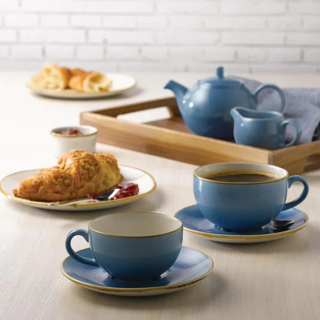 DY881 Churchill Stonecast Cappuccino Cups Cornflower Blue 227ml 8oz (Pack of 12) - JD Catering Equipment Solutions Ltd