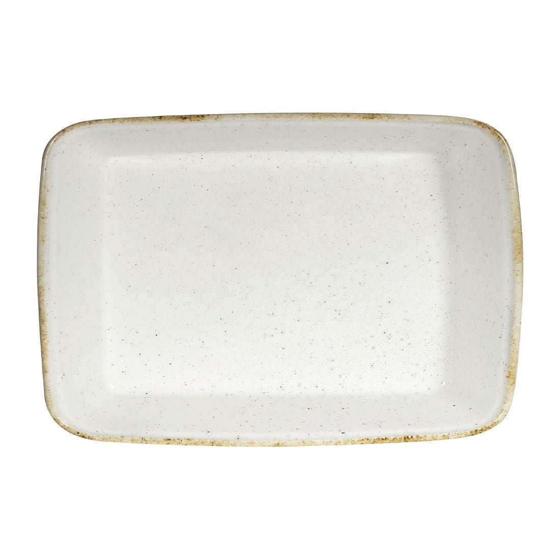 Churchill Stonecast Hints Rectangular Baking Dishes Barley White 250 x 380mm JD Catering Equipment Solutions Ltd