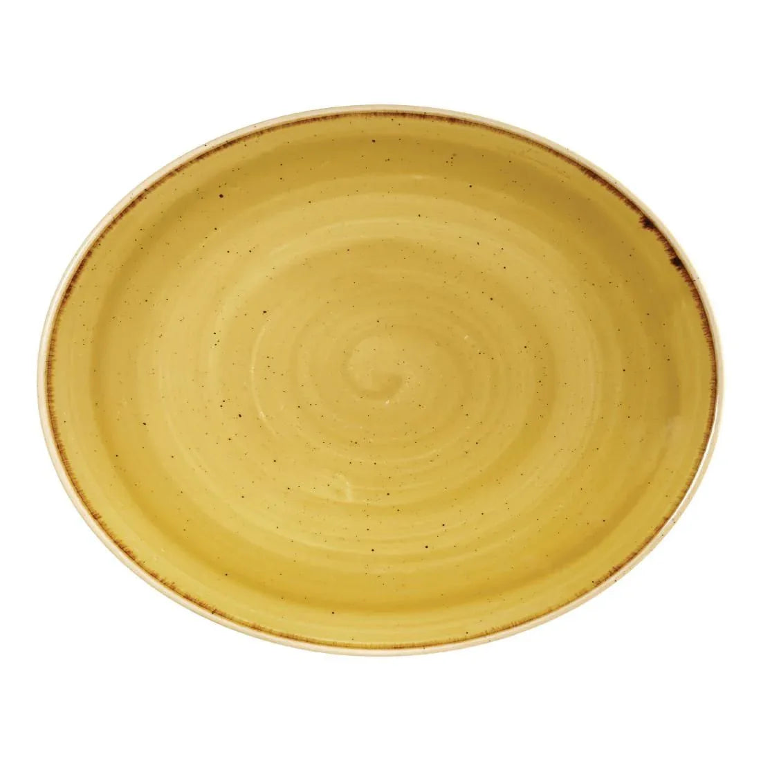 CN314 Churchill Stonecast Oval Coupe Plate Mustard Seed Yellow 192mm (Pack of 12) - JD Catering Equipment Solutions Ltd