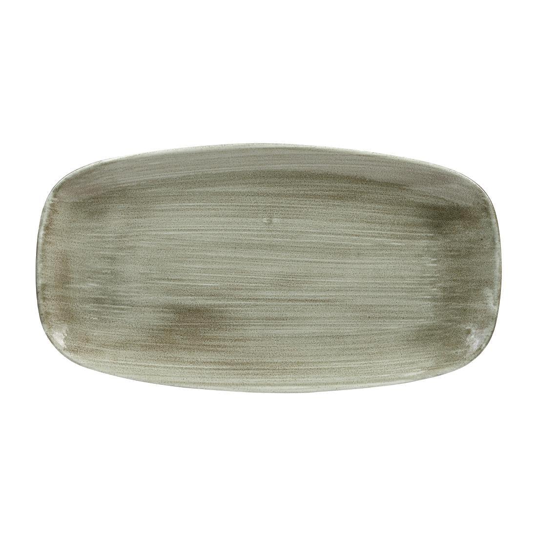 HC818 Churchill Stonecast Patina Antique Rectangular Plates Green 355mm (Pack of 6) - JD Catering Equipment Solutions Ltd