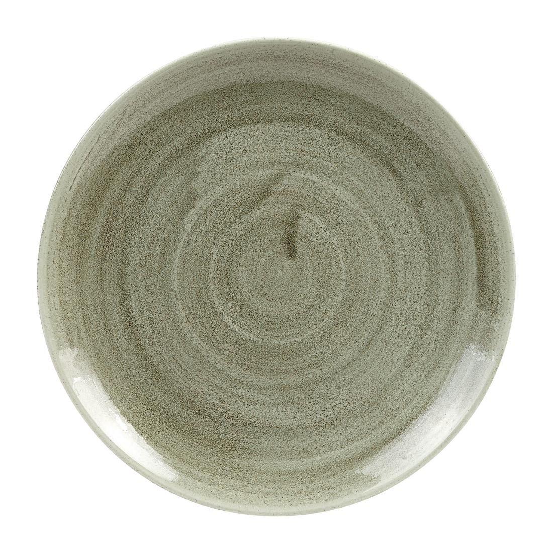 HC808 Churchill Stonecast Patina Antique Round Coupe Plates Green 217mm (Pack of 12) - JD Catering Equipment Solutions Ltd