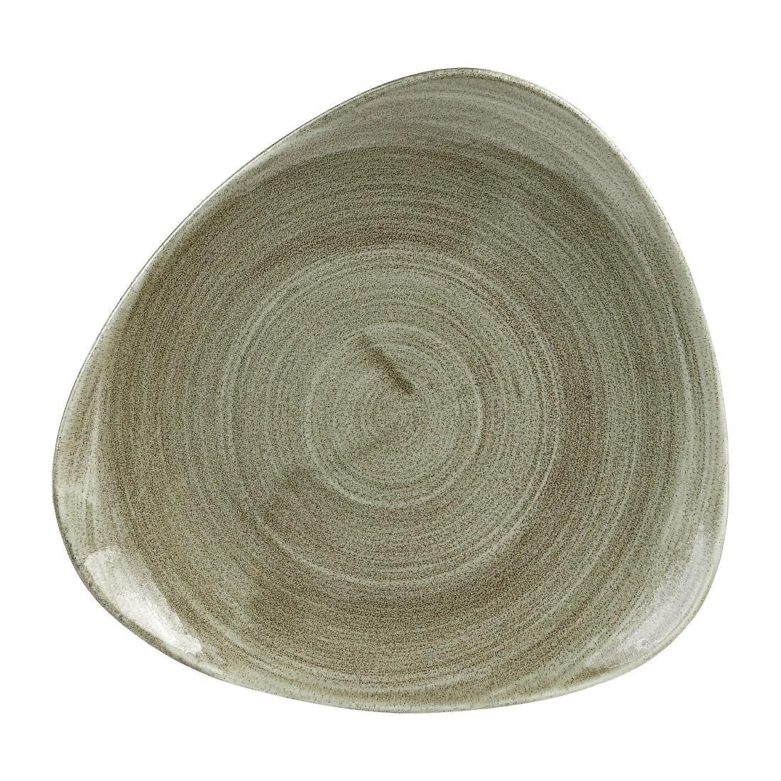 HC813 Churchill Stonecast Patina Antique Round Triangle Plates Green 229mm (Pack of 12) - JD Catering Equipment Solutions Ltd
