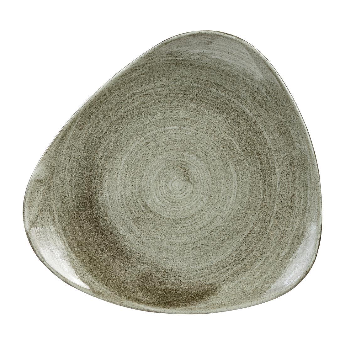 HC812 Churchill Stonecast Patina Antique Round Triangle Plates Green 311mm (Pack of 6) - JD Catering Equipment Solutions Ltd