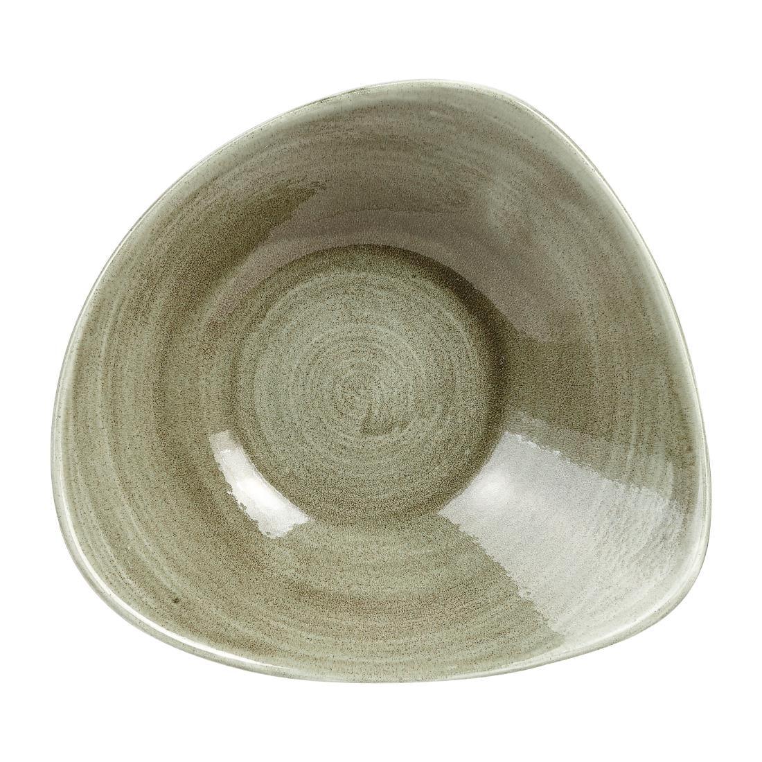 HC815 Churchill Stonecast Patina Antique Triangle Bowls Green 235mm (Pack of 12) - JD Catering Equipment Solutions Ltd