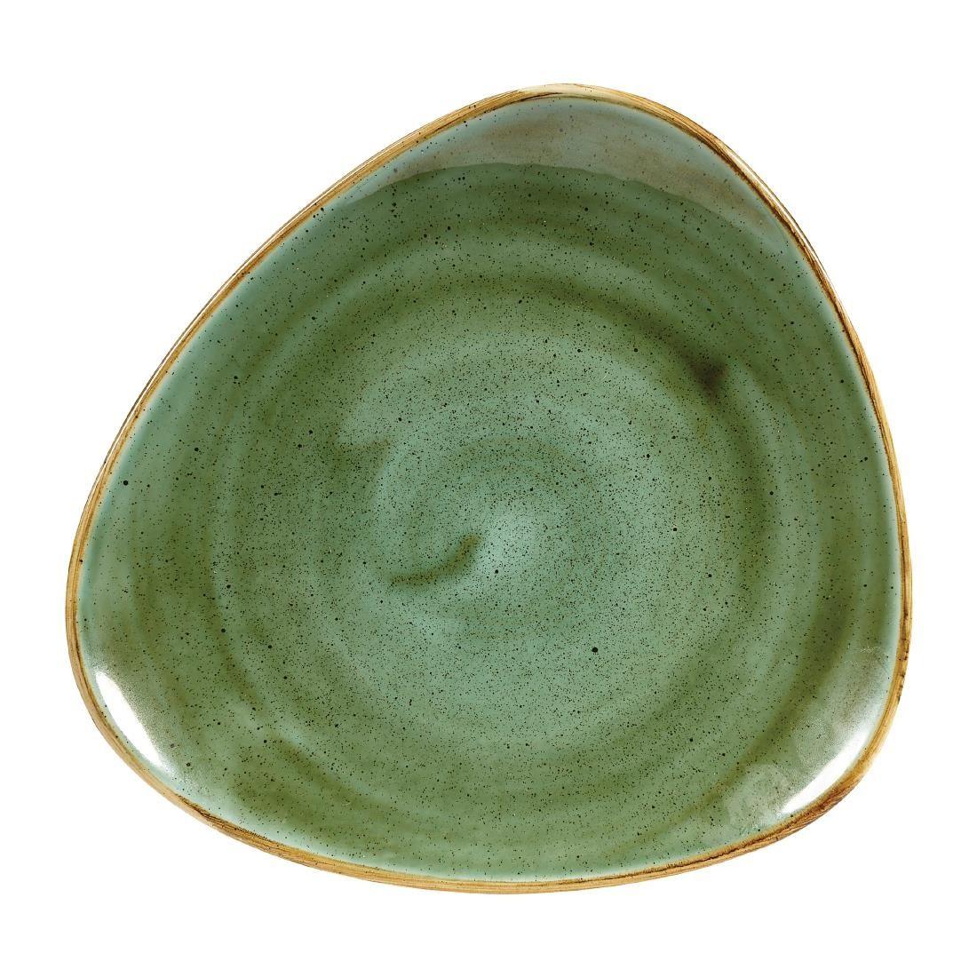DY049 Churchill Stonecast Triangular Plates Samphire Green 192mm (Pack of 12) - JD Catering Equipment Solutions Ltd