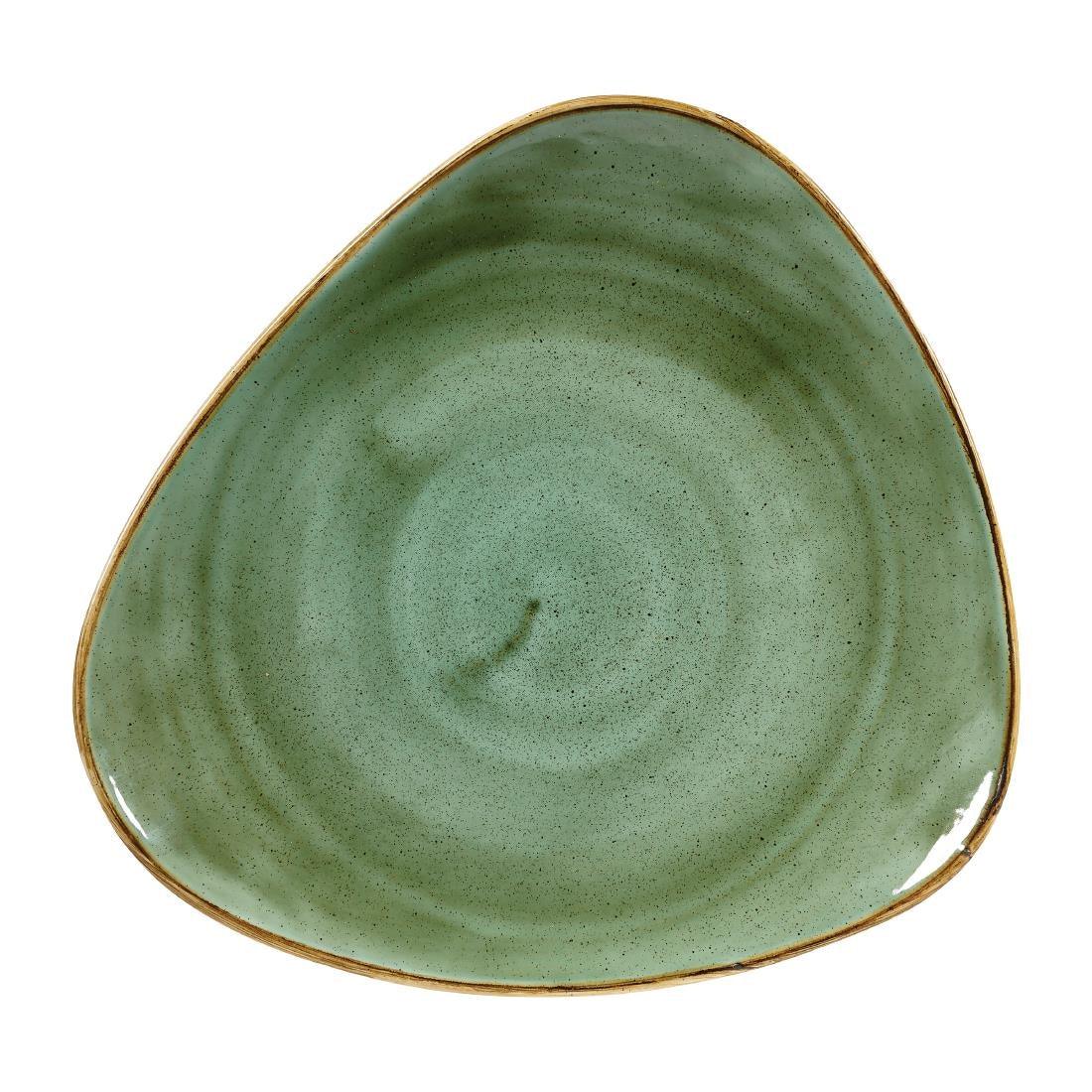 DY046 Churchill Stonecast Triangular Plates Samphire Green 311mm (Pack of 6) - JD Catering Equipment Solutions Ltd