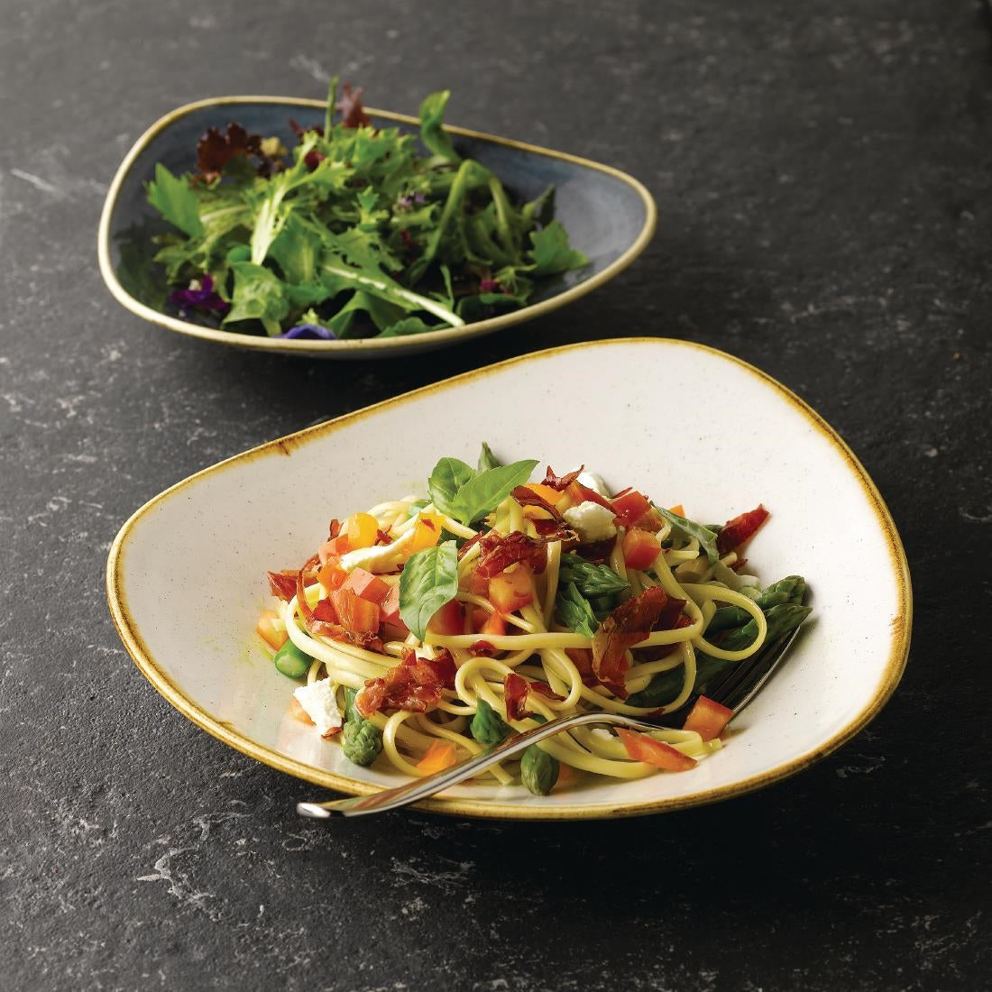 Churchill Stonecast Triangular Shallow Bowls Barley White 210mm JD Catering Equipment Solutions Ltd