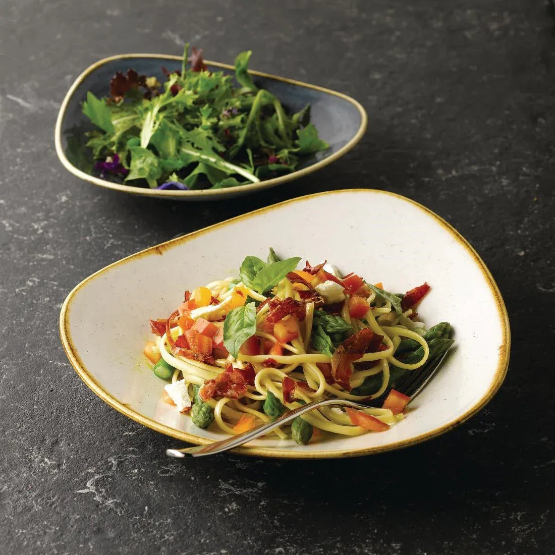DY877 Churchill Stonecast Triangular Shallow Bowls Barley White 210mm - JD Catering Equipment Solutions Ltd