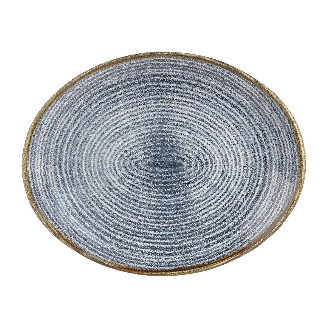 DS528 Churchill Studio Prints Homespun Oval Coupe Plates Slate Blue 270mm (Pack of 12) - JD Catering Equipment Solutions Ltd