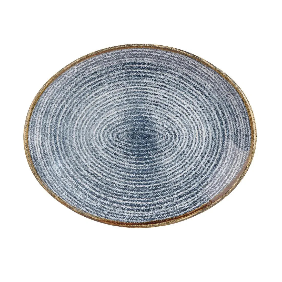 DS527 Churchill Studio Prints Homespun Oval Coupe Plates Slate Blue 317mm (Pack of 12) - JD Catering Equipment Solutions Ltd