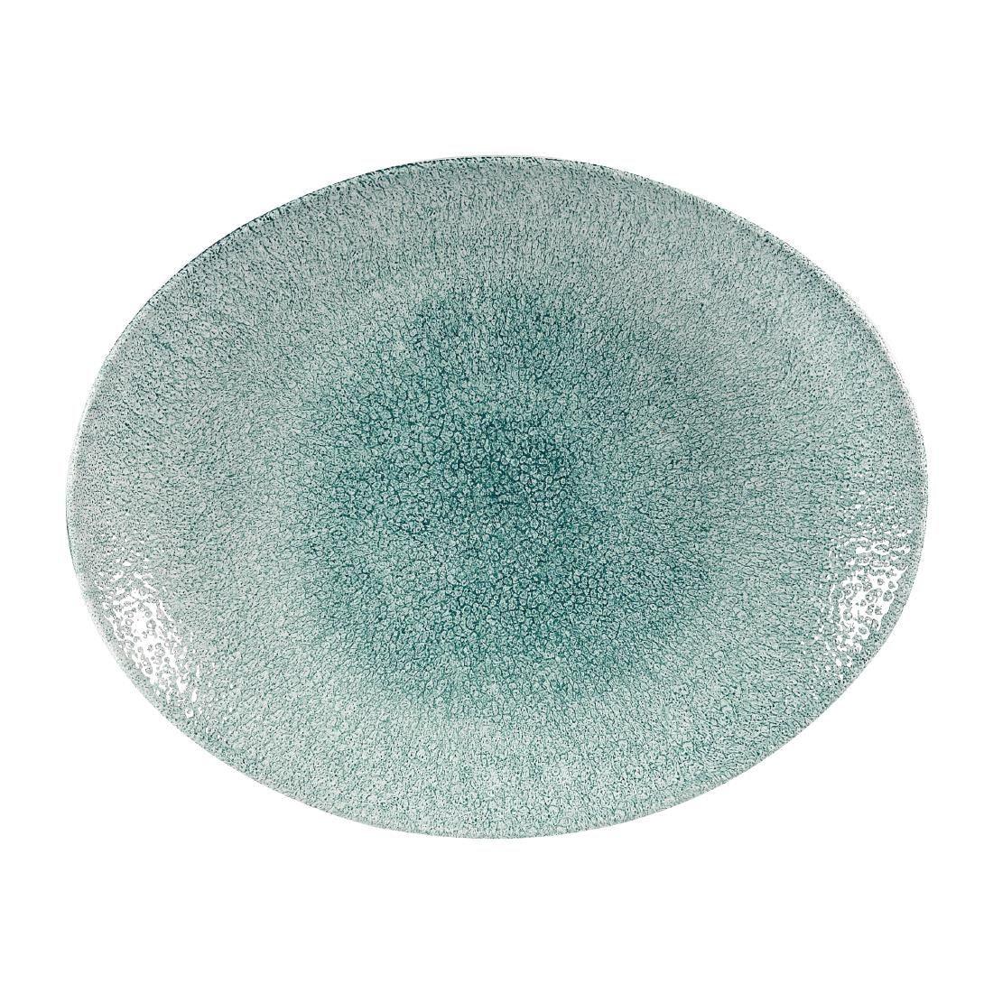 DW408 Churchill Studio Prints Raku Oval Coupe Plates Jade Green 270mm (Pack of 12) - JD Catering Equipment Solutions Ltd