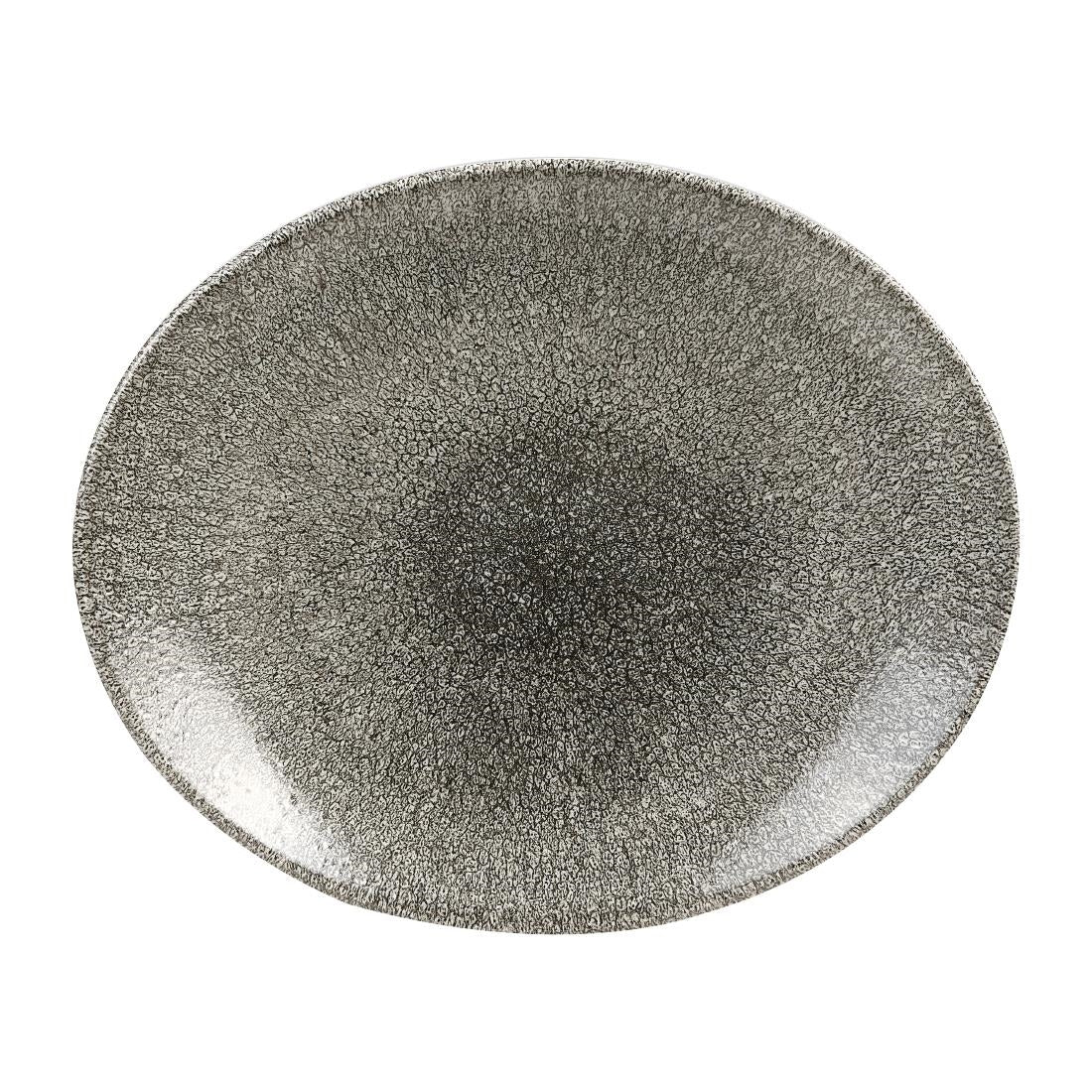 Churchill Studio Prints Raku Oval Coupe Plates Quartz Black 270mm (Pack of 12) JD Catering Equipment Solutions Ltd