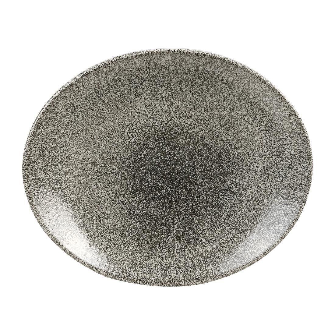 HC780 Churchill Studio Prints Raku Oval Coupe Plates Quartz Black 270mm (Pack of 12) - JD Catering Equipment Solutions Ltd