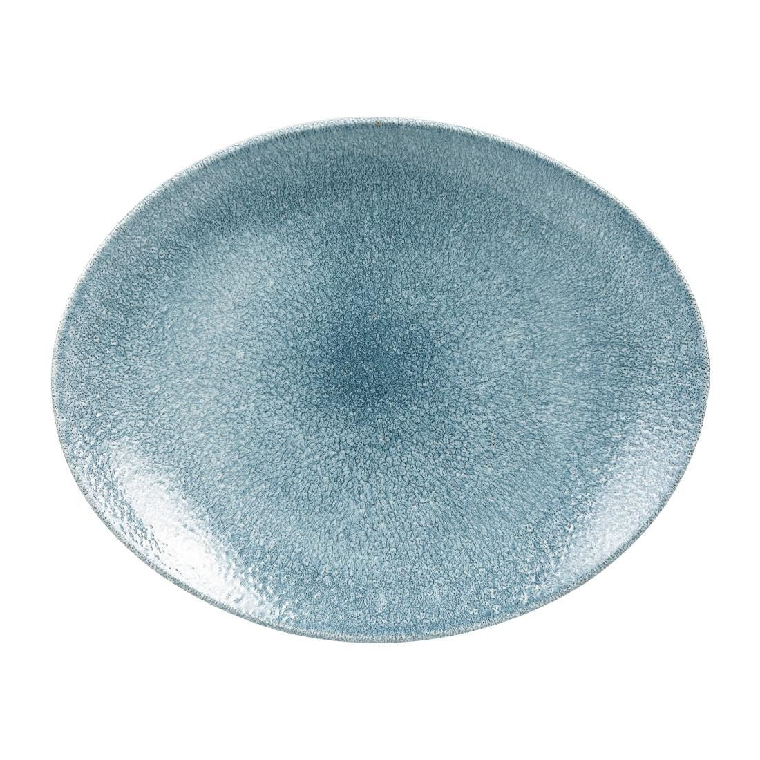 Churchill Studio Prints Raku Oval Coupe Plates Topaz Blue 270mm (Pack of 12) JD Catering Equipment Solutions Ltd