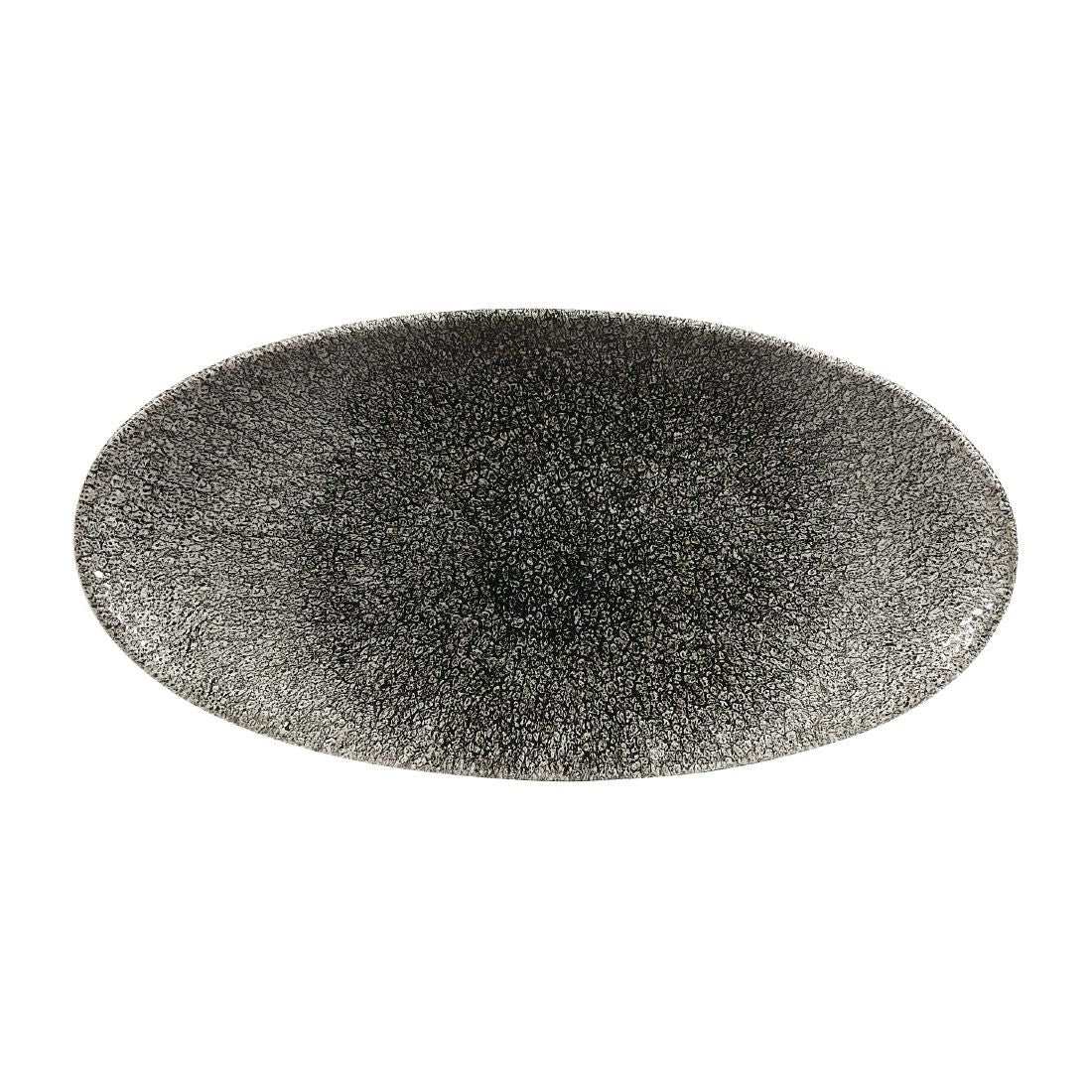 Churchill Studio Prints Raku Oval Plates Quartz Black 299mm (Pack of 12) JD Catering Equipment Solutions Ltd