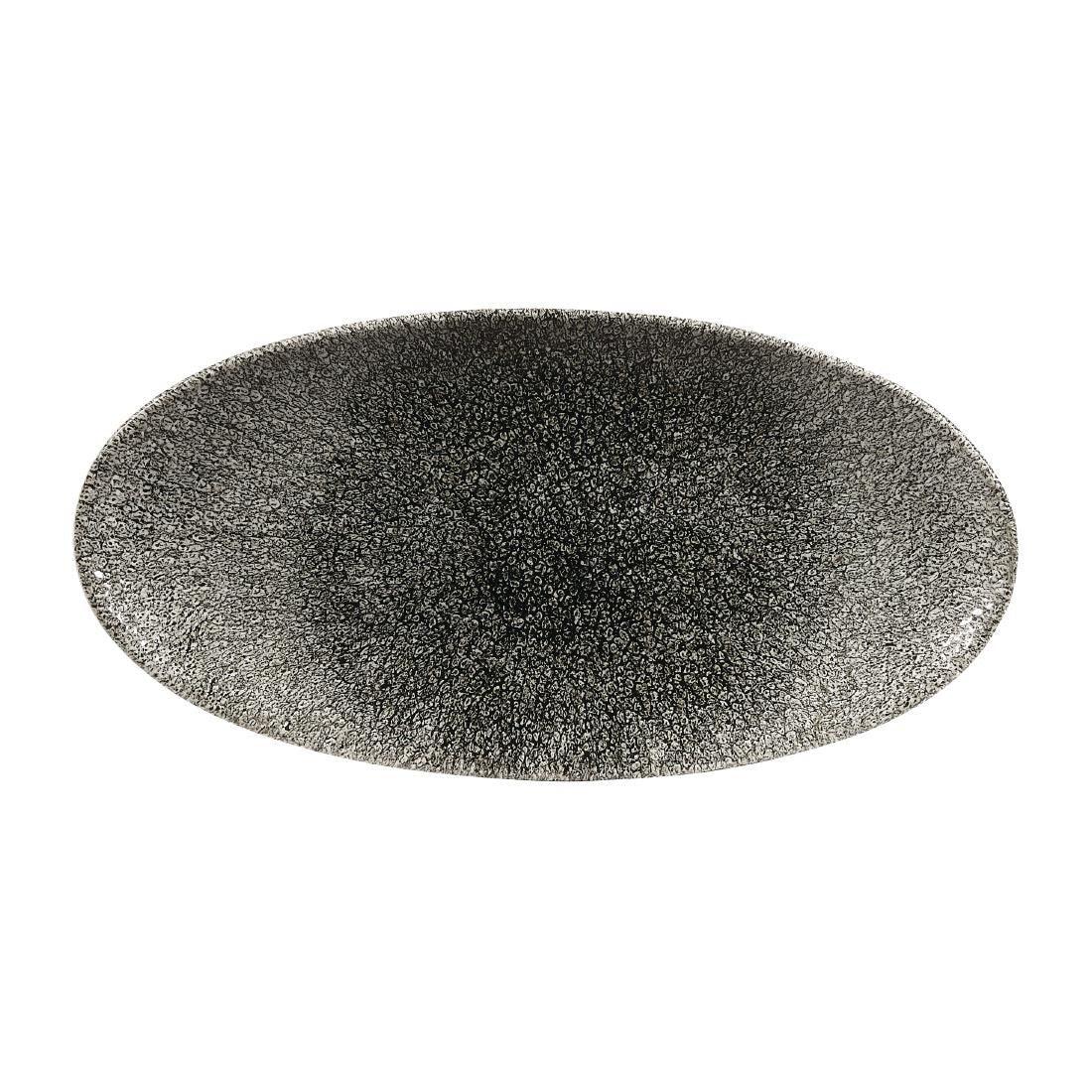 DY212 Churchill Studio Prints Raku Oval Plates Quartz Black 299mm (Pack of 12) - JD Catering Equipment Solutions Ltd