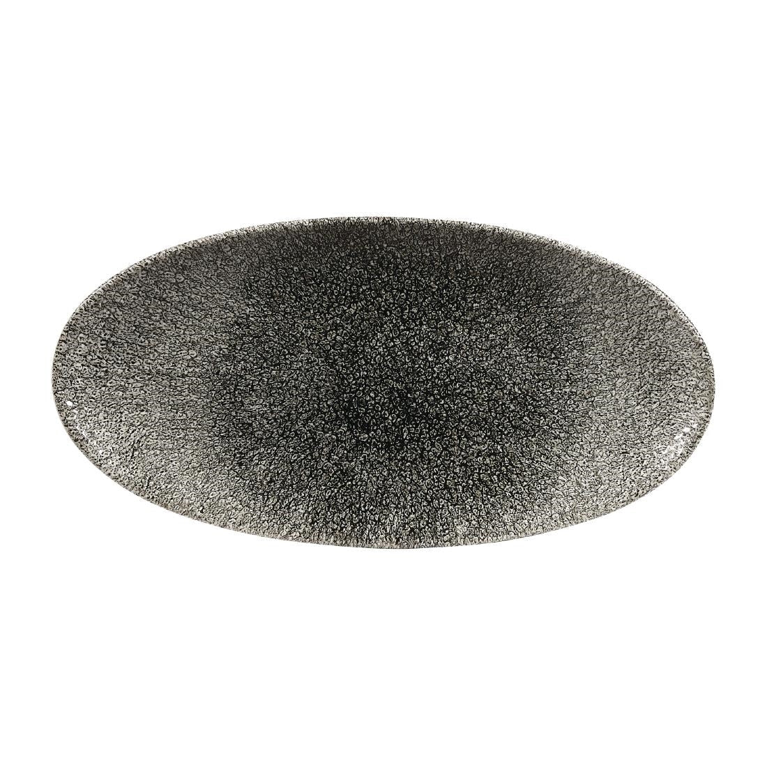 Churchill Studio Prints Raku Oval Plates Quartz Black 299mm (Pack of 12) JD Catering Equipment Solutions Ltd
