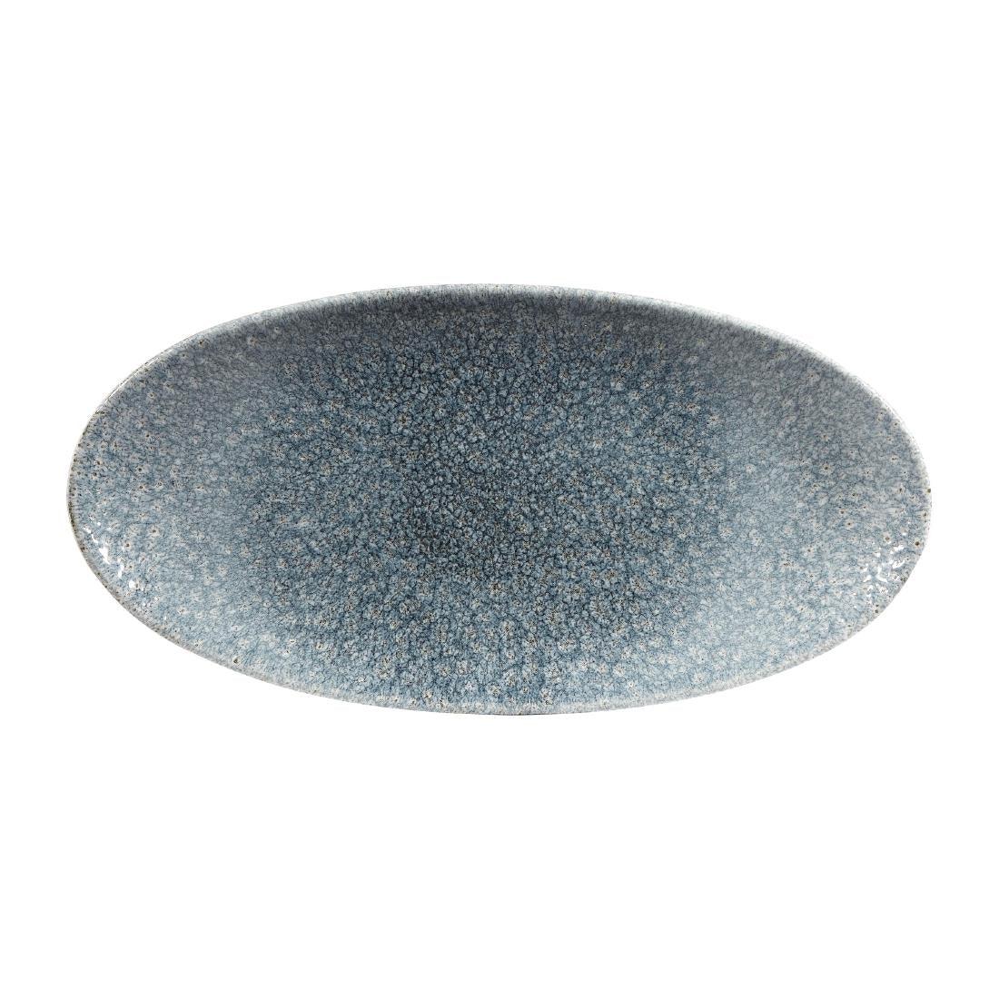 DY218 Churchill Studio Prints Raku Oval Plates Topaz Blue 299mm (Pack of 12) - JD Catering Equipment Solutions Ltd