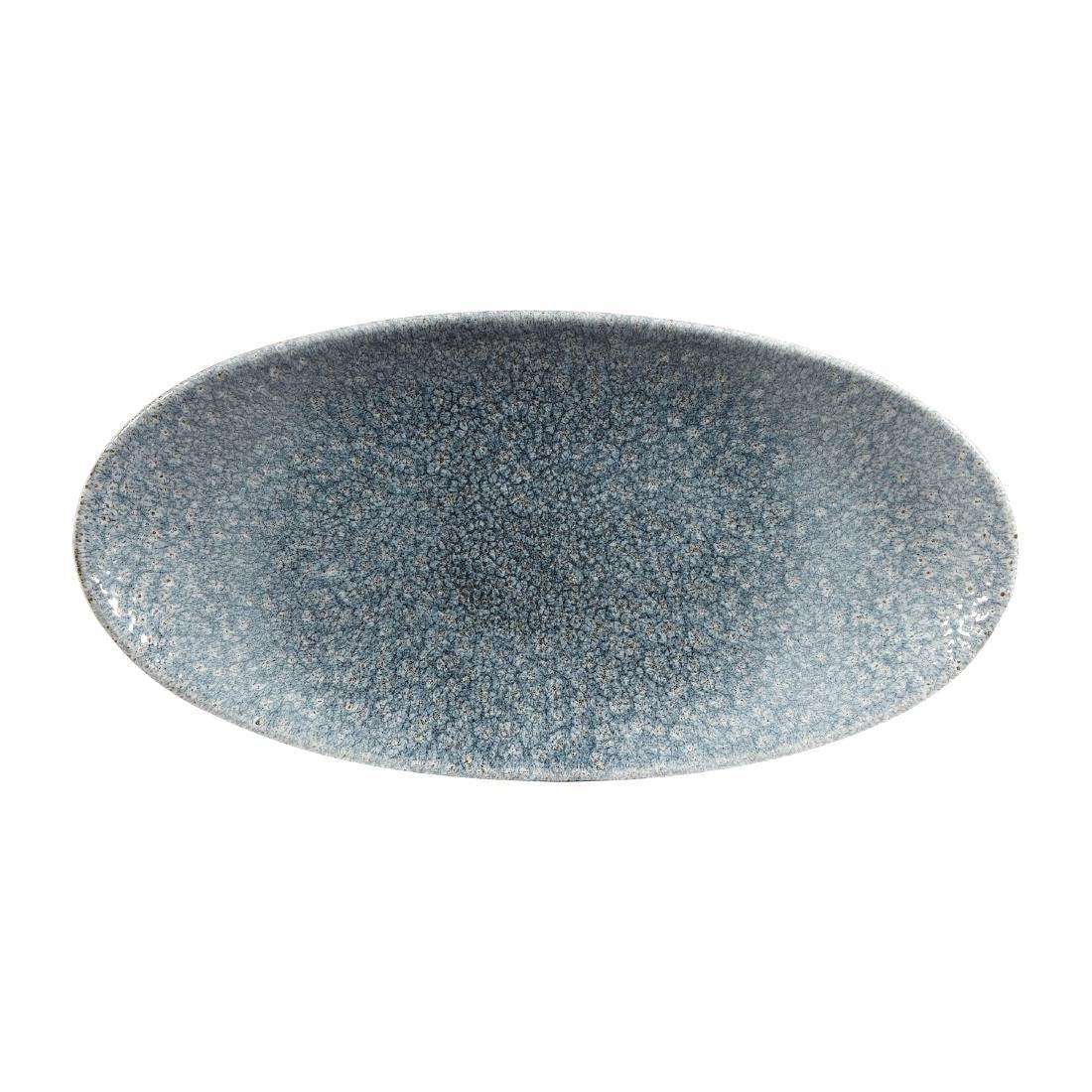 DY218 Churchill Studio Prints Raku Oval Plates Topaz Blue 299mm (Pack of 12) - JD Catering Equipment Solutions Ltd