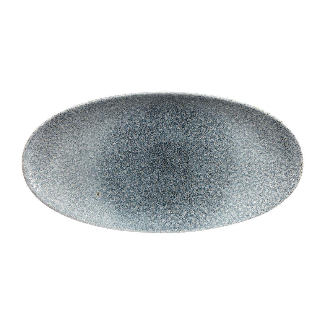 DY219 Churchill Studio Prints Raku Oval Plates Topaz Blue 347mm (Pack of 6) - JD Catering Equipment Solutions Ltd
