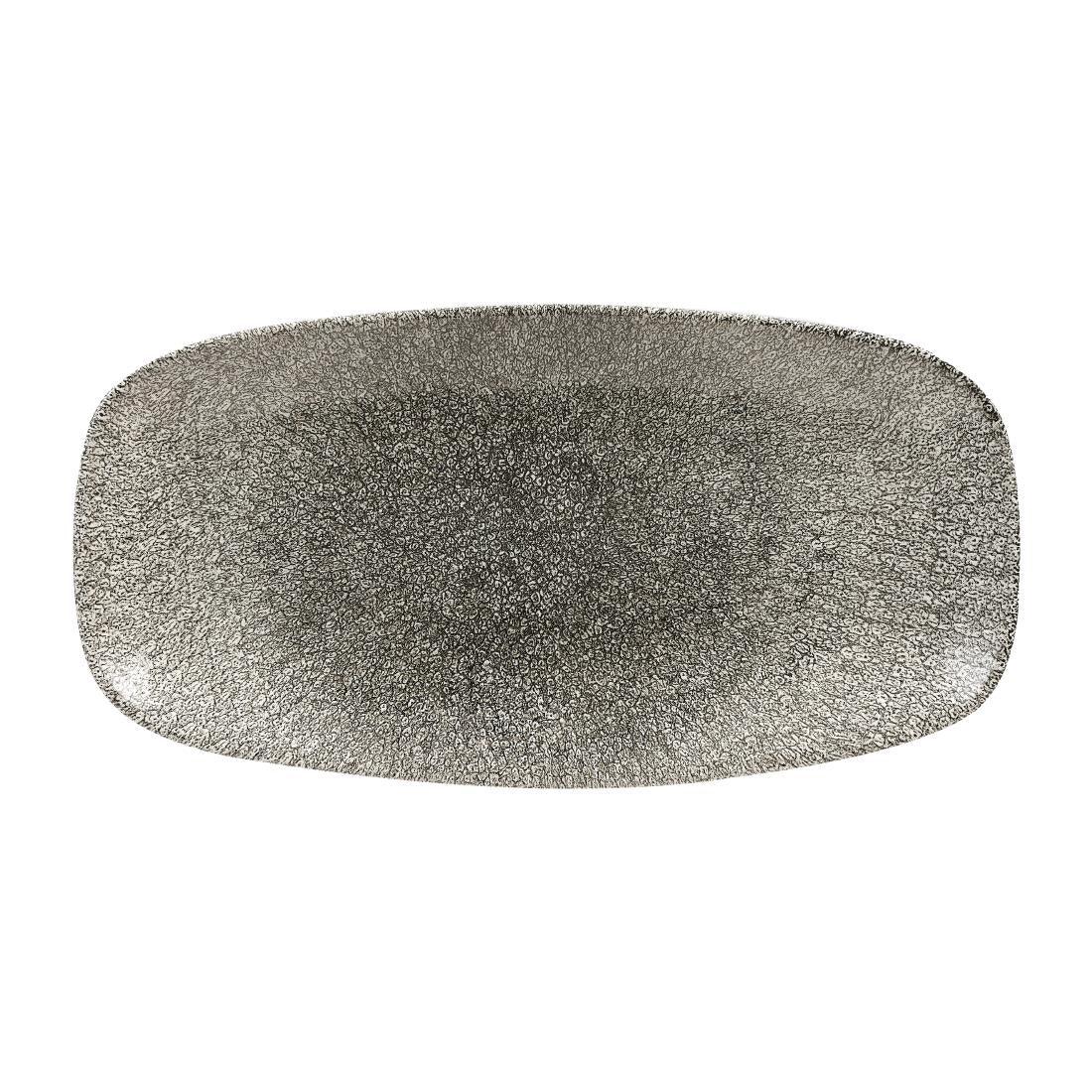 HC775 Churchill Studio Prints Raku Rectangular Plates Quartz Black 298mm (Pack of 12) - JD Catering Equipment Solutions Ltd