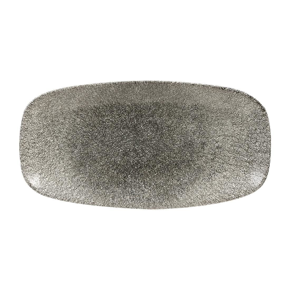 Churchill Studio Prints Raku Rectangular Plates Quartz Black 355mm (Pack of 6) JD Catering Equipment Solutions Ltd