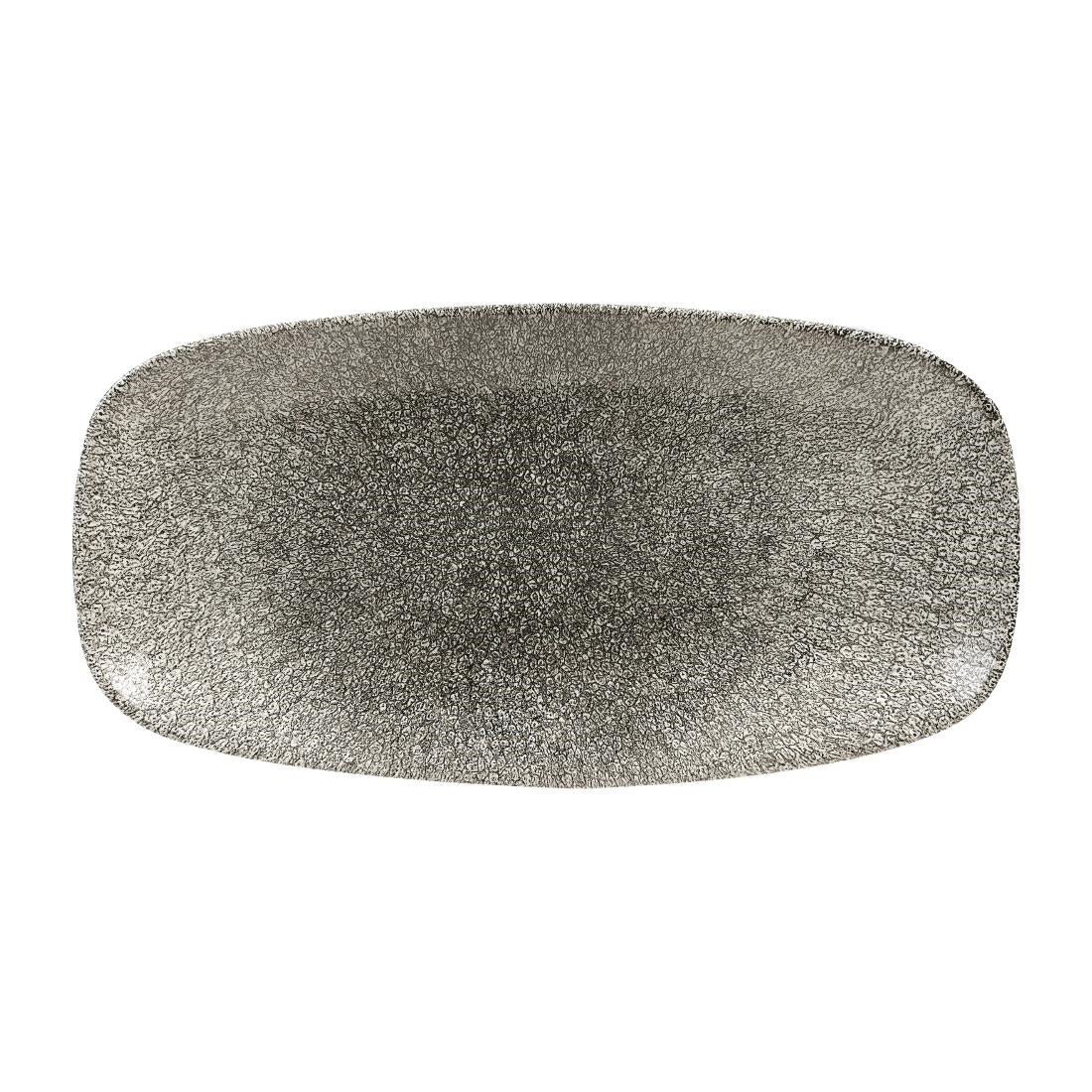Churchill Studio Prints Raku Rectangular Plates Quartz Black 355mm (Pack of 6) JD Catering Equipment Solutions Ltd