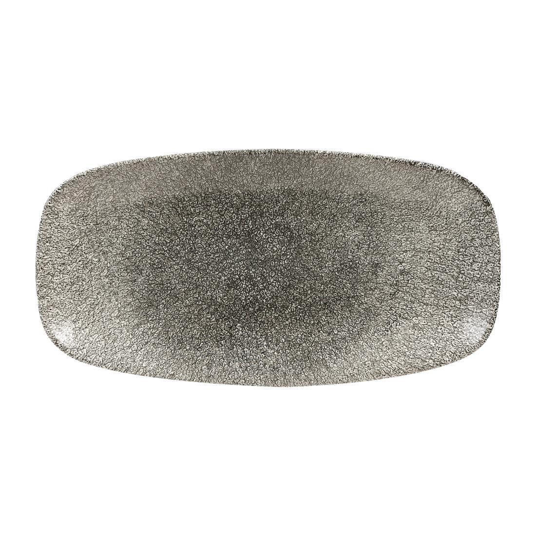 HC776 Churchill Studio Prints Raku Rectangular Plates Quartz Black 355mm (Pack of 6) - JD Catering Equipment Solutions Ltd