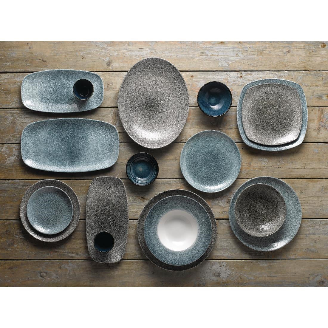 Churchill Studio Prints Raku Round Coupe Plates Quartz Black 288mm (Pack of 12) JD Catering Equipment Solutions Ltd