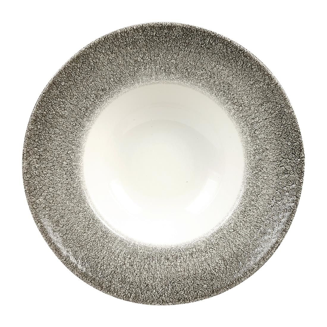 Churchill Studio Prints Raku Round Wide Rim Bowls White and Quartz Black 240mm JD Catering Equipment Solutions Ltd