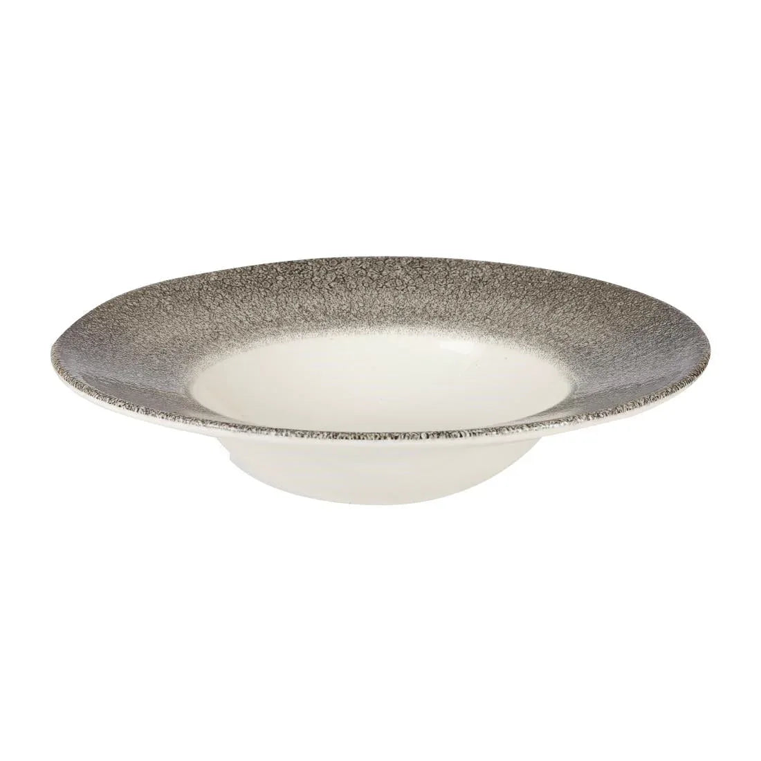 HC773 Churchill Studio Prints Raku Round Wide Rim Bowls White and Quartz Black 280mm - JD Catering Equipment Solutions Ltd