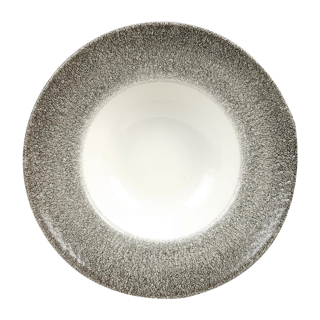 Churchill Studio Prints Raku Round Wide Rim Bowls White and Quartz Black 280mm JD Catering Equipment Solutions Ltd