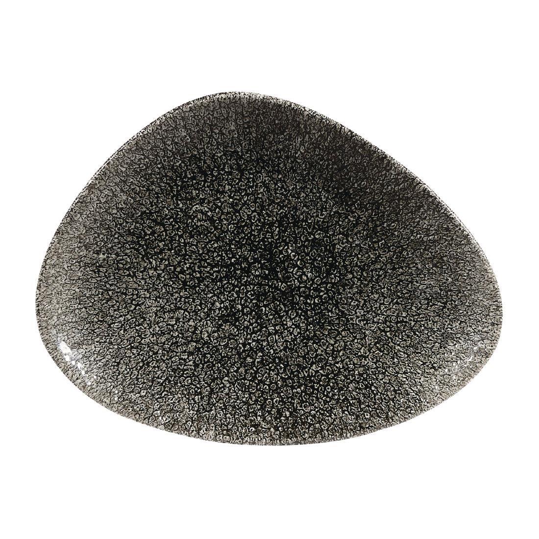DY214 Churchill Studio Prints Raku Triangular Plates Quartz Black 200mm (Pack of 12) - JD Catering Equipment Solutions Ltd
