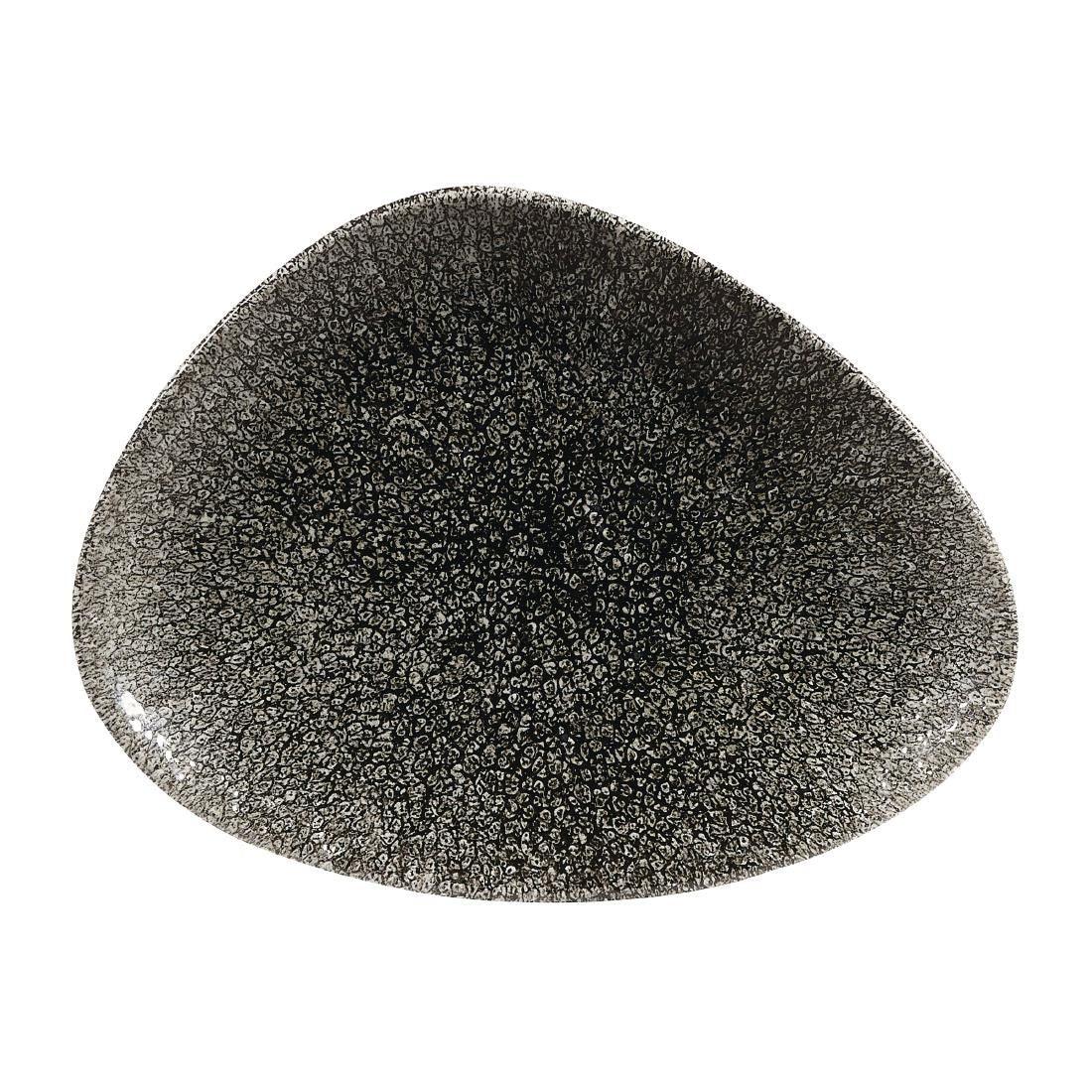 DY214 Churchill Studio Prints Raku Triangular Plates Quartz Black 200mm (Pack of 12) - JD Catering Equipment Solutions Ltd