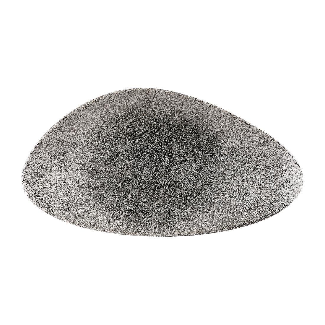 DW414 Churchill Studio Prints Raku Triangular Plates Quartz Black 350mm (Pack of 6) - JD Catering Equipment Solutions Ltd