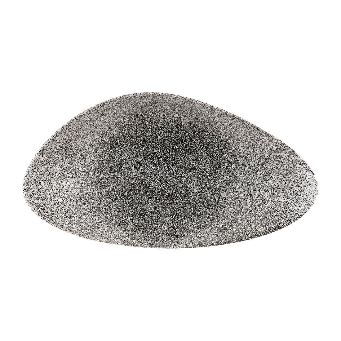 DW414 Churchill Studio Prints Raku Triangular Plates Quartz Black 350mm (Pack of 6) - JD Catering Equipment Solutions Ltd